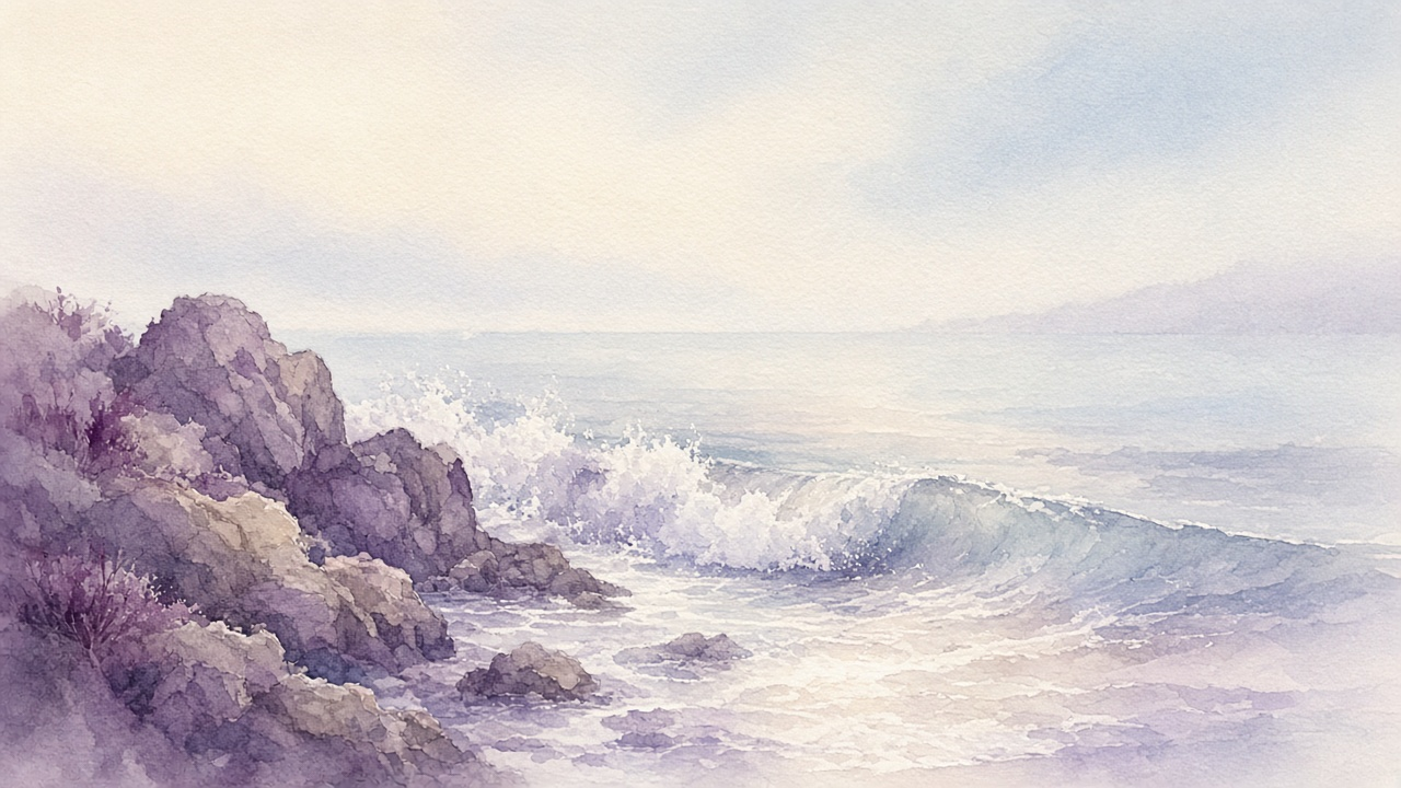 Bare feet at the edge of shallow clear water over pale sand in soft daylight